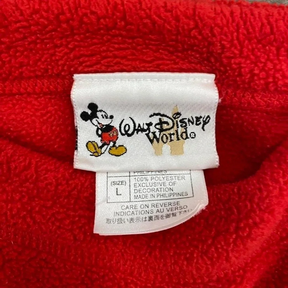 Vintage 90s Walt Disney World Red Fleece Crewneck Sweatshirt Size L
